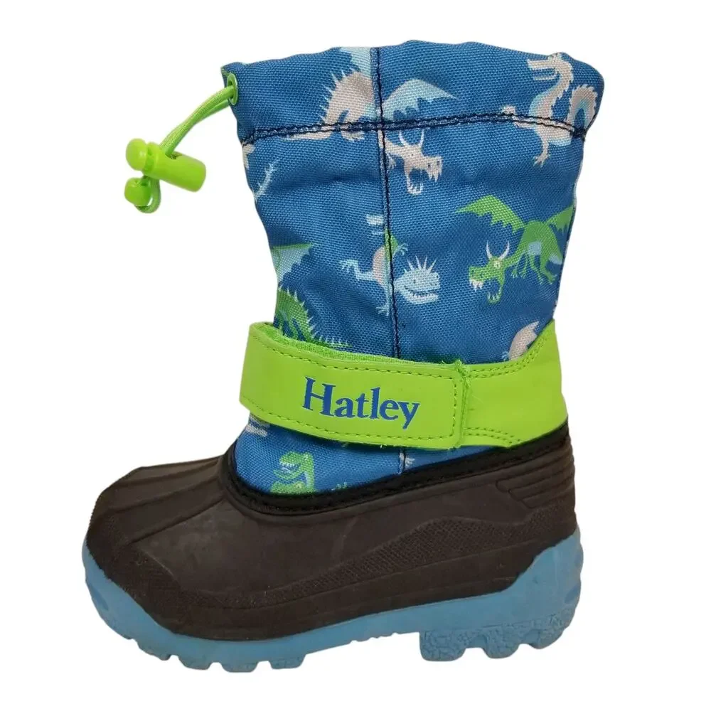 Hatley Little Boys Kids Dragon Snow Winer Rain Boots Blue Green Black Size 7